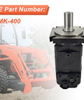 HMK 400 Hydraulic Motor Replacement Built Like A Tank For Agt ECSSCT72 Trencher, showcasing top view and connectors.