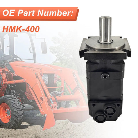 HMK 400 Hydraulic Motor Replacement Built Like A Tank For Agt ECSSCT72 Trencher, showcasing top view and connectors.