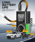 Wireless Portable Tire Inflator With Digital Pressure Gauge And Built In Led Light For Cars Bikes And Sport Gear Type C Rechargeable Smart Air Pump with digital display and hose.