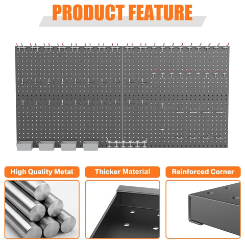Garage Tools Organizer Board Kit With Hooks Four Black Wall Mount Panels For Easy Tool Storage Heavy Duty Hooks Pro Grade Durability Slick Black Finish Garage Organization System For Tools Declutter Your Space