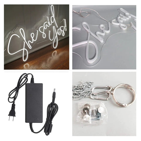 She Said Yes Neon Sign Led Light For Weddings And Parties White 60cm Bride Glow Sign Custom Neon Sign For Bedroom Or Party Room Decor