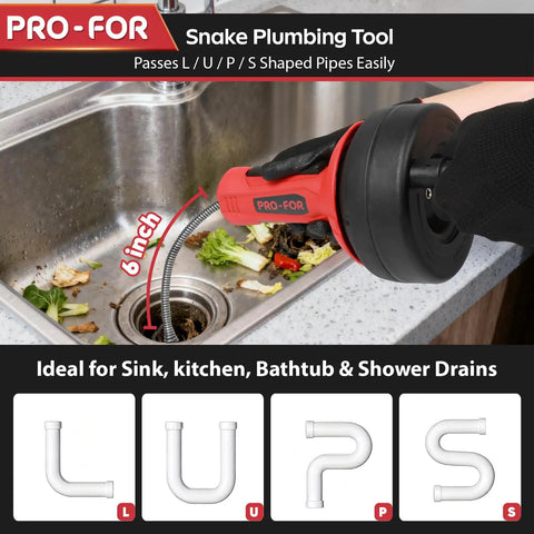 Workhorse Manual Or Drill Powered Drain Snake With Sixteen Point Four Foot Manganese Steel Cable To Easily Yank Nasty Sink Shower Bathtub And Toilet Pipe Gunk Loose in kitchen sink.