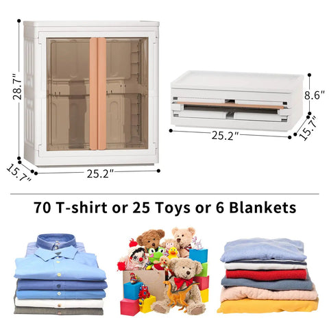 Kid Closet Organizer Kit With Collapsible Wardrobe, Plastic Bins, Hanging Rod, Stackable Shelves And Dresser Cabinet, 39.6 Gallon Capacity