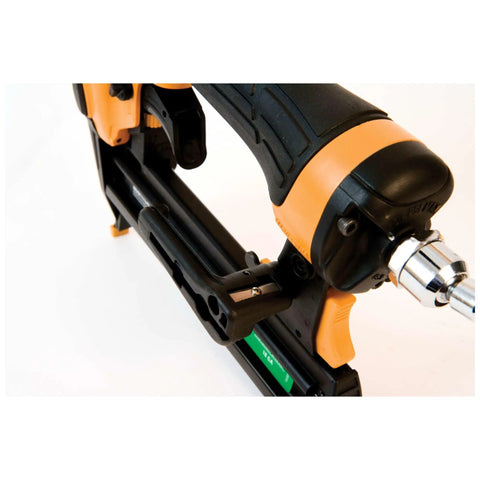 Close-up of 18 Gauge Narrow Crown Stapler Kit With Oil-Free Operation, showing handle and trigger mechanism.