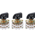 Three pack of Two Pole Ten Position Rotary Switch 2P10T Band Selector Two Deck 42mm Diameter 9.8mm Thread for TV radio home audio.
