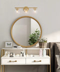 Hand Painted Vanity Light Fixtures With Clear Globe Glass Shades above modern bathroom vanity with mirror and plants