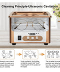 Heavy Duty 900Ml Ultrasonic Cleaner Machine With Sixty Watt Power And Forty Kilohertz Frequency for glasses washing in water tank.