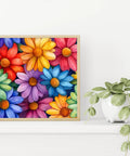 5D Diamond Painting Kit For Adults Beginner Friendly Full Drill Round Diamond Art, colorful flower design in frame on shelf.