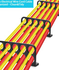 50 Pack Cable Chase Wire Brackets Heavy Duty Plastic Bracket Support Organizer displaying organized red and yellow cables.