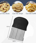 Segaixlj stainless steel crinkle cutter with a non-slip black handle, 5.3 in blade for crinkle-cut fries.