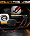 Wiring harness with tinned copper core, featuring a 2-pin plug, designed for automotive electrical applications.