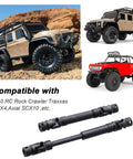 Beefy Steel Center Drive Shaft CVD 90 to 125mm for One Tenth RC Crawler Upgrades fits TRX 4 and Axial SCX10 shown with RC model cars.