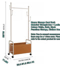 Industrial Metal Clothing Rack On Wheels Freestanding Garment Organizer with leather storage bin