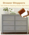 30 Pack L Shape Tack In Drawer Buffer Stops And Slide Stoppers With Anti Rust Nails shown alongside a dresser.
