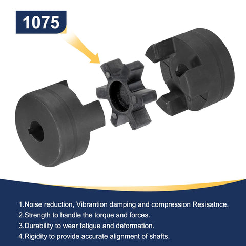 1 Inch L Jaw Coupling Set Three Piece Flexible Drive Coupler With Buna N NBR Rubber Spider For Log Splitter And Hybrid Equipment Including 1 Inch Bore Keyways And Set Screws