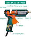 High Power 150W Hot Glue Gun With 6 Copper Nozzles Temperature Adjustable DIY Craft Repair Tool internal components diagram