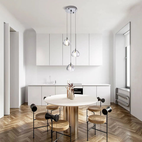 Raindrop Crystal Pendant Lights Set of 3, Modern Teardrop Chandeliers, 9W Chrome Cluster Pendant Lighting for Kitchen Island and Dining Room