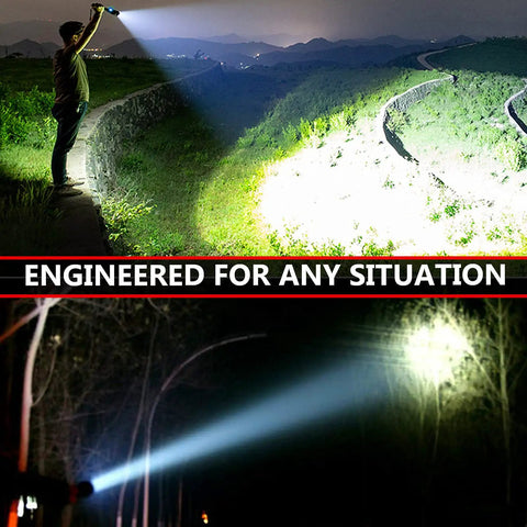 Person using Beefy 3000 Lumens Small LED Flashlights 4 Pack With 5 Modes Zoomable Water Resistant for night hiking adventure