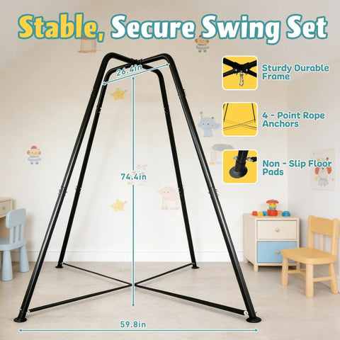 Heavy Duty Sensory Swing With Stand And Pod Chair Set Metal X Frame Hammock Chair Stand For Home And Outdoors in playroom