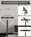 Chill At Home With A Sleek Saturn Ring LED Floor Lamp, 36W, 1800LM Bright, Fully Rotatable Standing Light, showing three rotating systems.