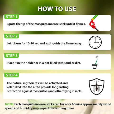How to use Citronella Mosquito Repellent Incense Sticks 240 Pack For Outdoor Patio And Garden Safe For Yard Camping Fishing