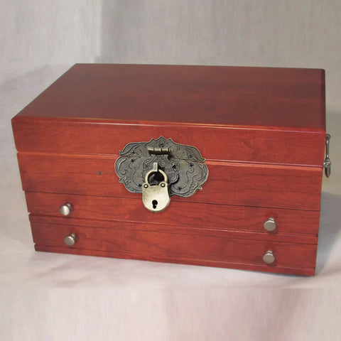 Wooden box with Antique Brass Hasp Clasp With Screws For Jewelry Box And Wooden Case Retro Style Decorative Latch Lock For Vintage Furniture.