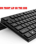 Acrylic Tilted Keyboard Stand For Ergonomic Typing Keyboard Tray Holder With Silicone Non Slip Case Black 17 Inch Long Riser Side View
