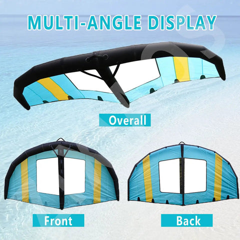 Inflatable Surf Wing For Kitesurfing 4m2 5m2 6m2 With Window Portable Foil Kite, front and back view, multi-angle display.