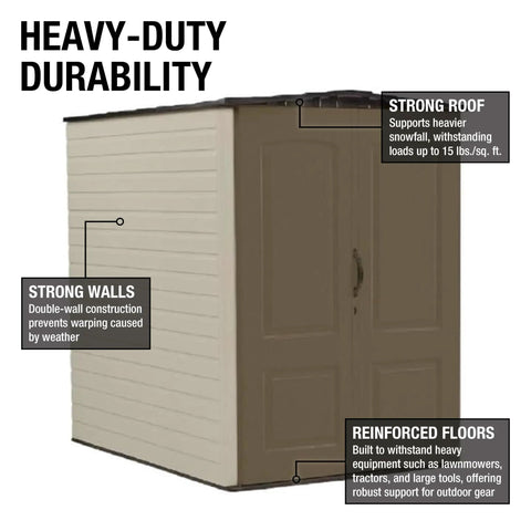 Large Vertical Resin Outdoor Storage Shed With Floor 5 By 6 Ft Weather Resistant Brown With Strong Roof And Walls