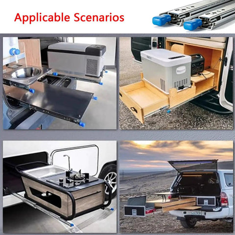 Heavy Duty Locking Drawer Slides With Side Mount Ball Bearing Rails Detachable for versatile vehicle installations