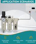 Three Quarter Inch NPT Industrial Air Dryer With Auto Drain For Compressors, 3 Stage Water Separator And Oil Water Filter Dryer