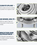 Close-up of Front Or Rear Wheel Bearing Hub Assembly showing splines, rigid bolts, and lubrication system for Hyundai Veracruz, Santa Fe, Kia Sorento.