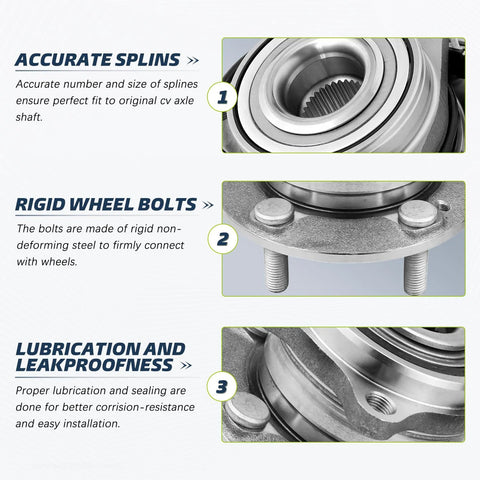Close-up of Front Or Rear Wheel Bearing Hub Assembly showing splines, rigid bolts, and lubrication system for Hyundai Veracruz, Santa Fe, Kia Sorento.