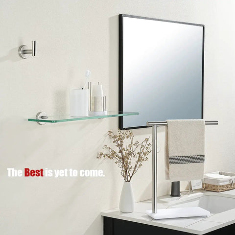 Glass Shower Shelf With 8mm Tempered Glass 20 By 5 Inches 304 Stainless Steel Brushed Finish Wall Mount Organizer in bathroom