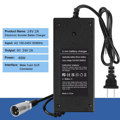 Fast 24V Scooter Charger With 3 Pin XLR Plug Universal Fit For Most Electric Scooters And Power Chairs Delivers 29.4V 2A Output