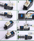 One Quarter Inch NPT 5 Way 2 Position Pneumatic Solenoid Valve DC 12V with multiple views and connections for industrial use.