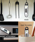 Digital Meat Thermometer For Grilling With Backlit Display, Instant Read In 2 To 4 Seconds, hooks and magnetic attachment