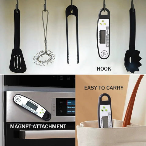 Digital Meat Thermometer For Grilling With Backlit Display, Instant Read In 2 To 4 Seconds, hooks and magnetic attachment