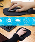 Ergonomic Mouse Pad With Gel Wrist Rest For Pain Relief, Non Slip PU Base, Smooth Surface For All Day Comfort, 9.4 By 8.1 Inches, Black.