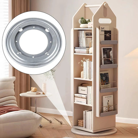 Heavy Duty Eight Inch Lazy Susan Round Swivel Turntable With Solid Steel Build Rust Resistant Coating displayed in modern living room setting.