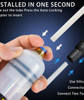 Hand holding the Heavy Duty 200 Cc Automotive Fluid Extractor Pump, showing hose connection instructions.