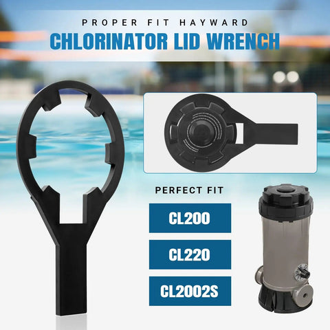 Chlorinator Lid Wrench Opener With 2 O Rings For Hayward CL200 CL220 CL2002S, durable plastic tool with easy grip design.