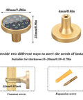 Gold Cartoon Doodles Drawer Knobs Four Pack Round Cabinet Knobs Pulls dimensions and installation options shown