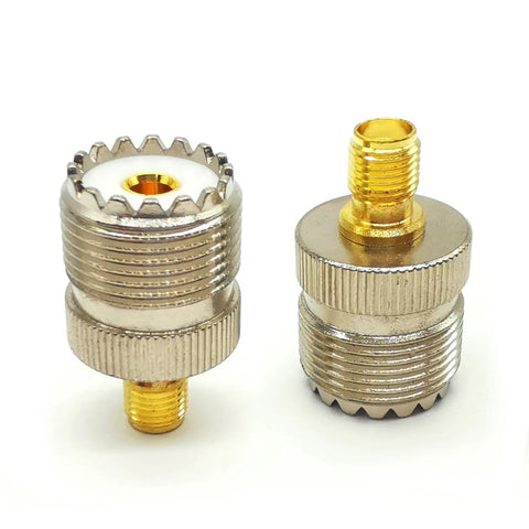 2 Pack SMA Female To PL259 SO239 Coax Adapter For CB Radio And Ham Antennas, Brass Nickel Plated UHF Connector, Low Loss Antenna Joiner