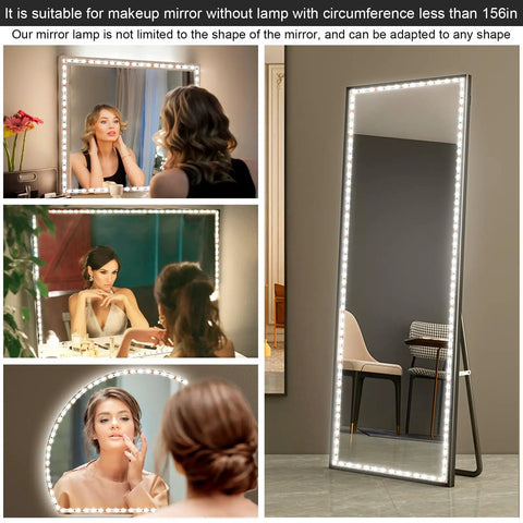 Vanity Mirror Lights For Makeup And Dressing Table Kit 13ft Flexible LED Strip With 6000K Daylight White Dimmer And Power Supply