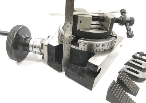 4 Inch 100 Mm Rotary Table Kit With Tailstock M6 Clamp Set And Round Vices for Precision Milling, close-up of graduated platform