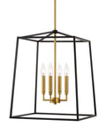 Dope Two Tone Farmhouse 4 Light Pendant Chandelier In Black And Warm Brass With A Geometric Metal Cage Modern Lantern Ceiling Light