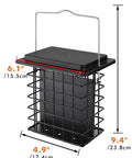 Double Suet Feeder For Outdoors Weatherproof All Metal Cage With Taller Grid Perch For Woodpeckers Easy To Clean And Refill Durable Black Bird Feeder