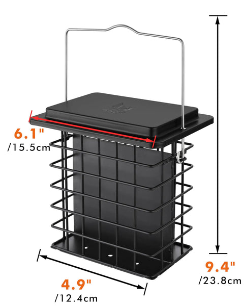 Double Suet Feeder For Outdoors Weatherproof All Metal Cage With Taller Grid Perch For Woodpeckers Easy To Clean And Refill Durable Black Bird Feeder