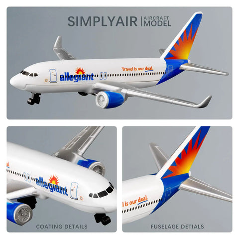 1 To 400 Scale Allegiant Airplane Model Ready To Display Dope Preassembled Alloy Fuselage With Plastic Fittings No Assembly Needed Collectible Aircraft For Home Desk Or Shelf Display featuring detailed coating and fuselage details.